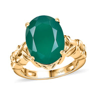 Verde Onyx 5.65 ctw Bamboo Ring in 18K Vermeil Yellow Gold Over Sterling Silver (Size 5.0)