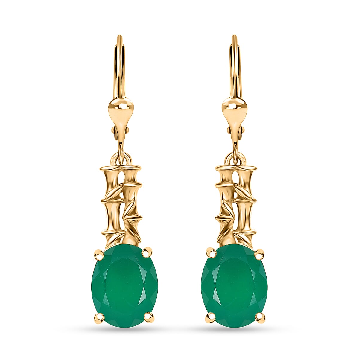 Verde Onyx 4.15 ctw Bamboo Earrings in 18K Vermeil YG Over Sterling Silver
