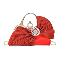 Silver Fashionable Crystal Clutch Bag with Bow (10"x2.75"x.7")