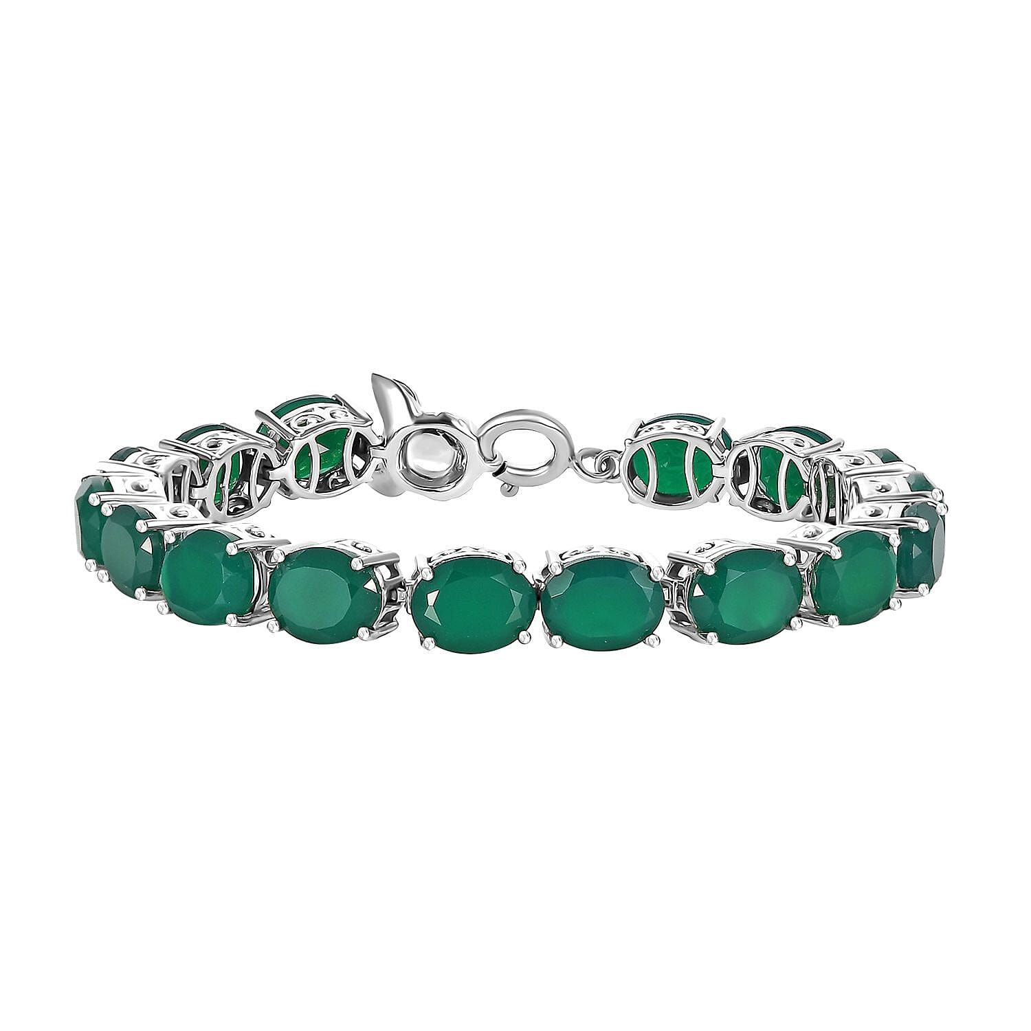 Verde Onyx and Thai Black Spinel 28.25 ctw Bracelet in Rhodium Over Sterling Silver (6.50 In)