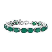 Verde Onyx and Thai Black Spinel 28.25 ctw Bracelet in Rhodium Over Sterling Silver (6.50 In)