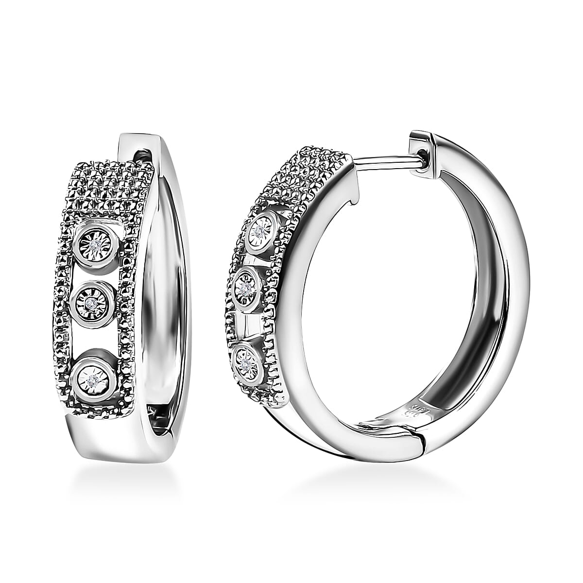 Karis Diamond Accent Hoop Earrings in Platinum Bond