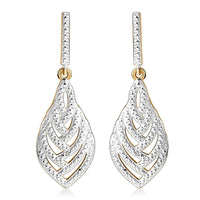 Karis White Diamond Accent Dangling Earrings in Platinum Bond and 18K YG Plated