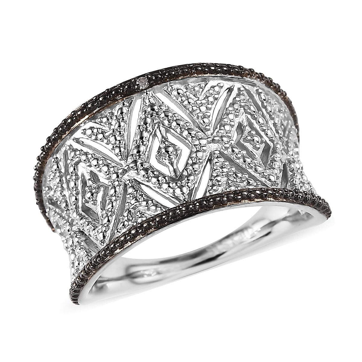 Karis Diamond Accent Ring in Black Rhodium and Platinum Bond (Size 10)