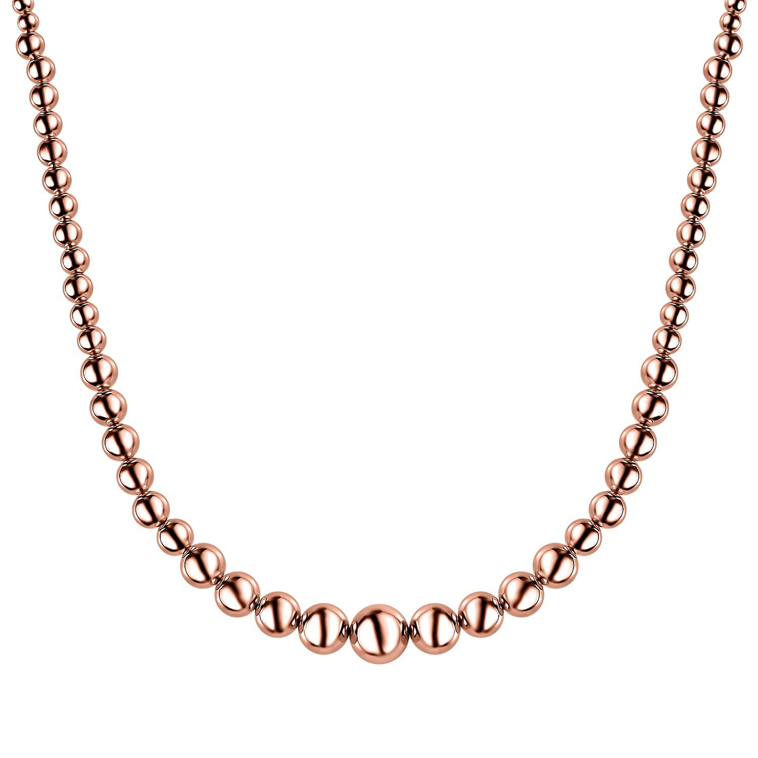Artisan Crafted Graduated Beaded Necklace in 14K Rose Gold Over Sterling Silver 17.85 Grams 20 Inches
