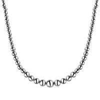 Artisan Crafted Graduated Beaded Necklace in Platinum Over Sterling Silver 17.85 Grams 20 Inches