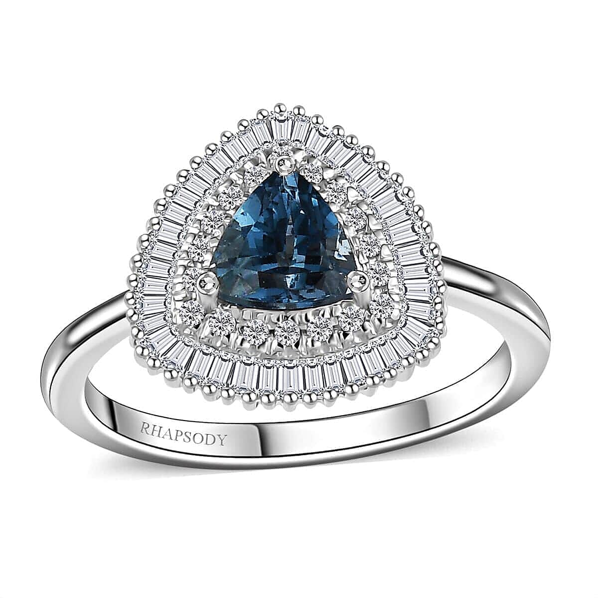 Certified & Appraised Rhapsody 950 Platinum AAAA Santa Maria Aquamarine, Diamond (E-F, VS) (0.33 cts) Ring (Size 6.0) (5.60 g) 0.95 ctw