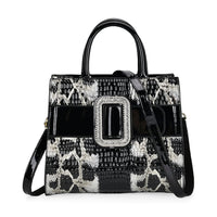 Black Leopard Embossed Pattern Faux Leather Crossbody Bag (11"x5.1"x9.5") with 51 Inch Shoulder Strap