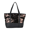 Radiant Bronze to Gold Sequin and Faux Leather Tote Bag (18"x5.7"x11.5") - Sticky add to cart bar