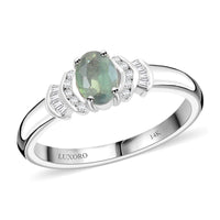 Luxoro 14K White Gold AAA Narsipatnam Alexandrite and G-H I3 Diamond Ring (Size 6.0) 0.90 ctw