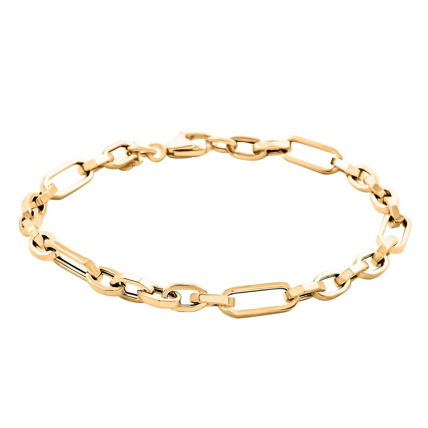 Italian 10K Yellow Gold Alternata Box Chain Bracelet (7.50 Inches ) (5.1mm, 2.65 Grams)