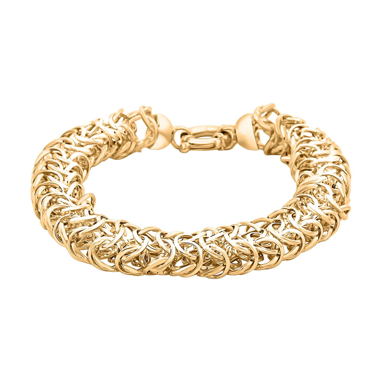 Italian 10K Yellow Gold 9.3mm Woven Byzantine Bracelet (7.50 In) 9 Grams