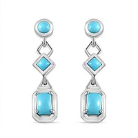 Sleeping Beauty Turquoise Earrings in Rhodium Over Sterling Silver 1.76 ctw