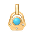 Sleeping Beauty Turquoise and White Zircon 0.50 ctw Pendant without Chain in 18K Vermeil Yellow Gold Over Sterling Silver - Sticky add to cart bar