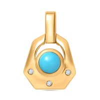 Sleeping Beauty Turquoise and White Zircon 0.50 ctw Pendant without Chain in 18K Vermeil Yellow Gold Over Sterling Silver