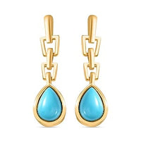 Sleeping Beauty Turquoise Dangling 1.50 ctw Earrings in Vermeil YG Over Sterling Silver