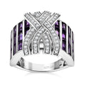 GP African Amethyst, White Zircon Ring in Rhodium Over Sterling Silver (Size 10.0) 3.85 ctw - Sticky add to cart bar