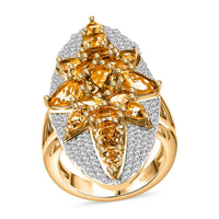 GP Brazilian Citrine, White Zircon Ring in 18K Vermeil YG Over Sterling Silver (Size 10.0) 6.50 ctw
