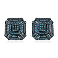 Blue Diamond (IR) Earrings in Platinum Over Sterling Silver 1.50 ctw