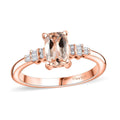 Premium Marropino Morganite, Diamond Ballerina Ring in 18K Vermeil RG Over Sterling Silver (Size 10.0) 0.90 ctw - Sticky add to cart bar