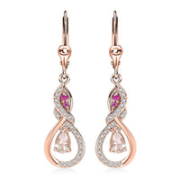 D'Joy Premium Marropino Morganite and Multi Gemstone 1.30 ctw Infinity Love Earrings in 18K Vermeil Rose Gold Over Sterling Silver