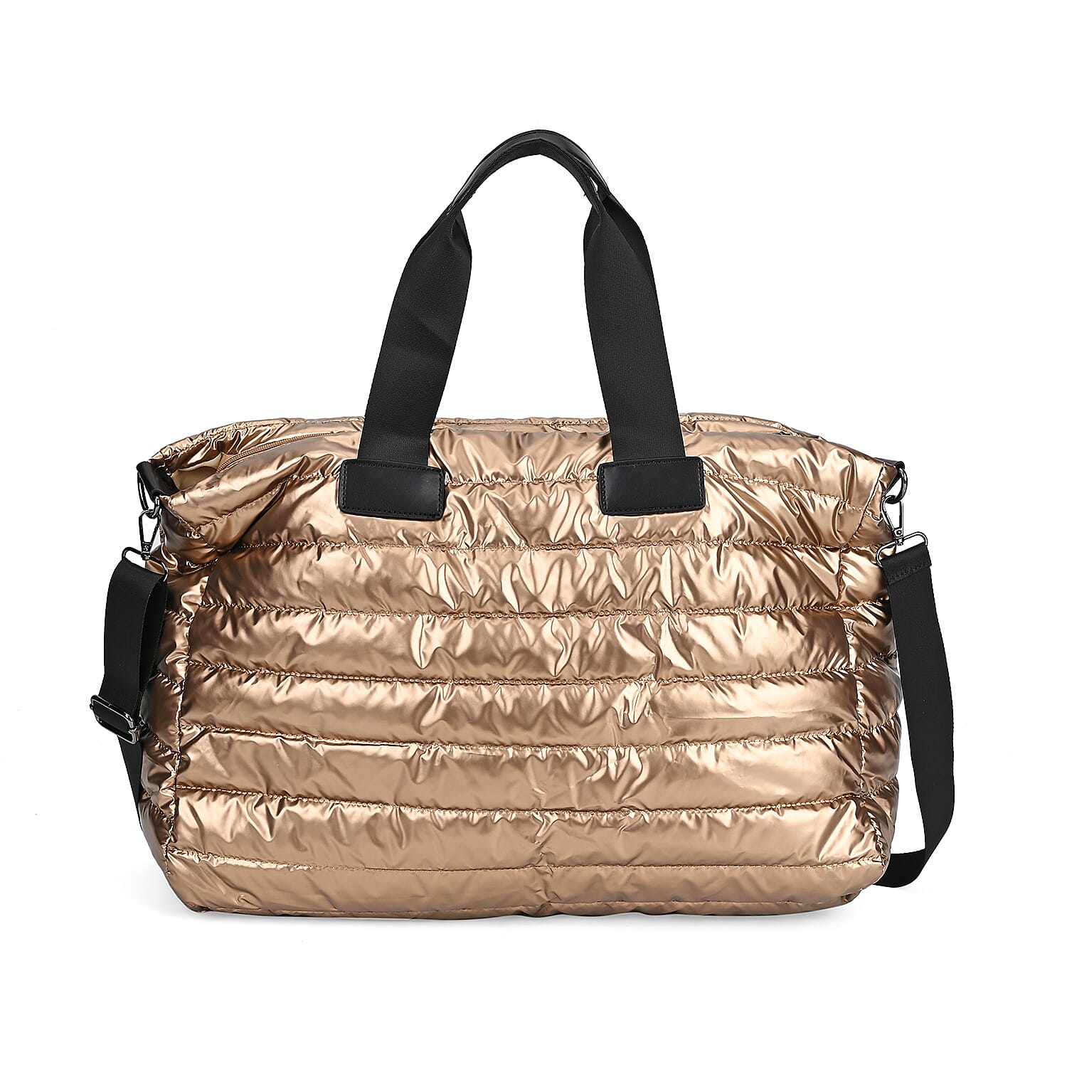 Golden Puffer Quilted Tote Bag (18.5"x8.7"x13.8") with Handle Drop (8.7'')