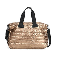 Golden Puffer Quilted Tote Bag (18.5"x8.7"x13.8") with Handle Drop (8.7'')