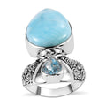 Sajen Silver Larimar, Sky Blue Topaz Ring in Rhodium Over Sterling Silver (Size 10.0) 12.10 ctw - Sticky add to cart bar
