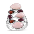 Sajen Silver Peruvian Pink Opal, Multi Gemstone Ring in Rhodium Over Sterling Silver (Size 10.0) 8.40 ctw - Sticky add to cart bar