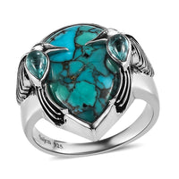 Sajen Silver Recon Turquoise and Blue Apatite Ring in Rhodium Over Sterling Silver (Size 10.0) 10.20 ctw