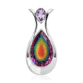 Sajen Silver Celestial Starlight Quartz Doublet and African Amethyst 17.35 ctw Pendant in Rhodium Over Sterling Silver - Sticky add to cart bar