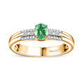 AAA Boyaca Colombian Emerald and White Zircon 0.60 ctw Broad Shank Ring in 18K Vermeil Yellow Gold Over Sterling Silver (Size 6.0) - Sticky add to cart bar