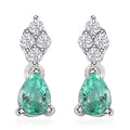 Boyaca Colombian Emerald and Moissanite 0.85 ctw Drop Earrings in Rhodium Over Sterling Silver - Sticky add to cart bar