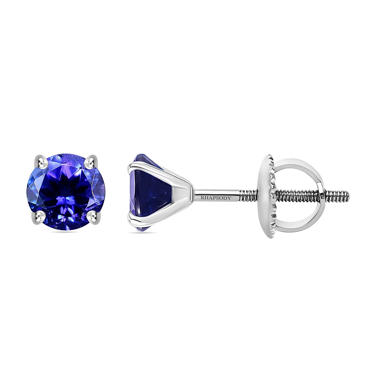 Certified & Appraised Rhapsody 950 Platinum AAAA Tanzanite Stud Earrings 1.30 ctw