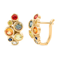 Multi Sapphire 2.50 ctw Bubbles Earrings in Vermeil Yellow Gold Over Sterling Silver
