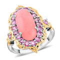 Premium Peruvian Pink Opa and Madagascar Pink Sapphire Ring in Vermeil YG and Platinum Over Sterling Silver 5.90 ctw - Sticky add to cart bar