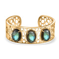 Malagasy Labradorite 31.00 ctw Bangle Bracelet in 14K YG Over Copper (6.50 In) - Sticky add to cart bar