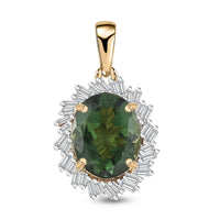 Luxoro Premium Madagascar Green Apatite and G-H I2 Diamond 3.15 ctw Verdant Blossom Pendant without Chain in 10K Yellow Gold