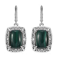African Malachite 19.70 ctw Lever Back Earrings in Platinum Over Copper - Sticky add to cart bar