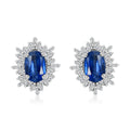 Kashmir Kyanite and Diamond 1.40 ctw Stud Earrings in Rhodium Over Sterling Silver - Sticky add to cart bar