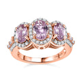 Narsipatnam Pink Spinel, White Zircon Trilogy Bloosom Ring in 18K Vermeil RG Over Sterling Silver (Size 10.0) 2.40 ctw - Sticky add to cart bar