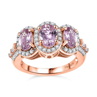 Narsipatnam Pink Spinel, White Zircon Trilogy Bloosom Ring in 18K Vermeil RG Over Sterling Silver (Size 10.0) 2.40 ctw