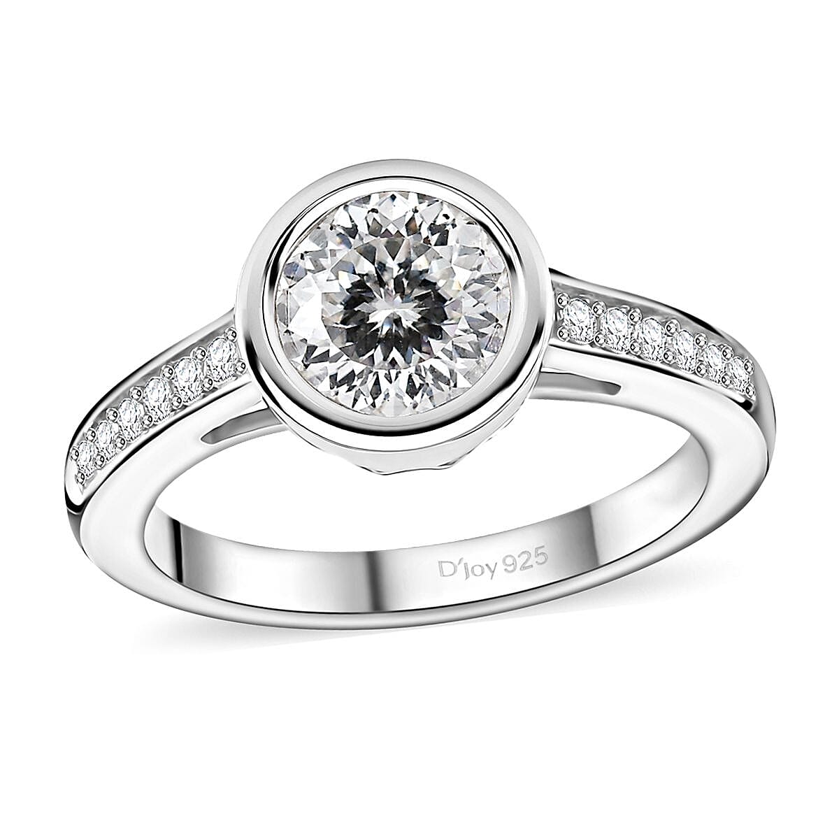 Moissanite (Rnd 7mm) Ring in Rhodium Over Sterling Silver (Size 10.0) 1.30 ctw