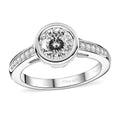 Moissanite (Rnd 7mm) Ring in Rhodium Over Sterling Silver (Size 10.0) 1.30 ctw - Sticky add to cart bar
