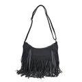 Black Faux Leather Shoulder Bag (13.4"x1.9"x11.4") with Tassel - Sticky add to cart bar