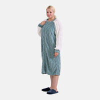 Seafoam and White Polyester Fluffy Button-up House Lounger with 2 Pocket (24"x44")