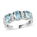 AAA Betroka Blue Apatite, Moissanite Ring in Rhodium Over Sterling Silver (Size 10.0) 1.70 ctw - Sticky add to cart bar