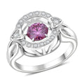 Pink Moissanite (Rnd 6mm), Moissanite Heart Dancing Ring in Rhodium Over Sterling Silver (Size 10.0) 1.10 ctw - Sticky add to cart bar