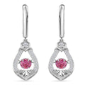Pink and White Moissanite 1.15 ctw Heart Dancing Earrings in Rhodium Over Sterling Silver - Sticky add to cart bar