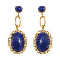 Lapis Lazuli Dangle Earrings ION Plated YG Stainless Steel 8.60 ctw